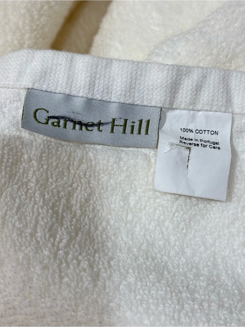 Garnet Hill Cream Cotton monogrammed Beach/Pool Towel 40x70”